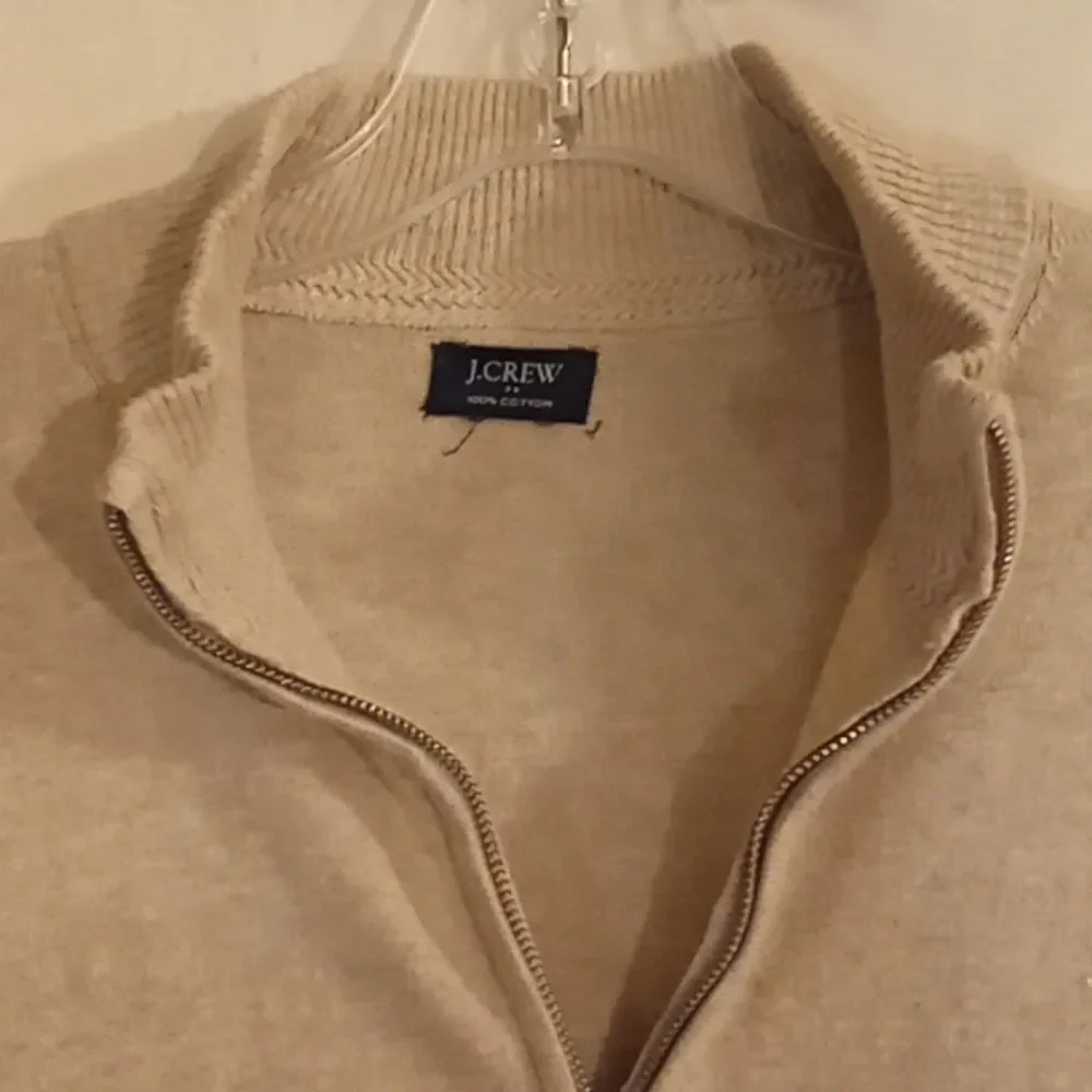 J. Crew Ragland 100% Cotton Oatmeal Quarter Zip Sweater M